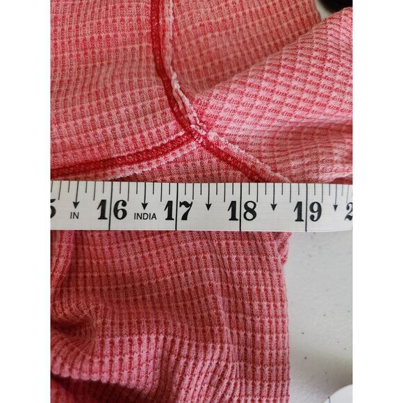 Free People womens waffle knit babydoll Henley thermal shirt sz S oversized - Picture 7 of 8